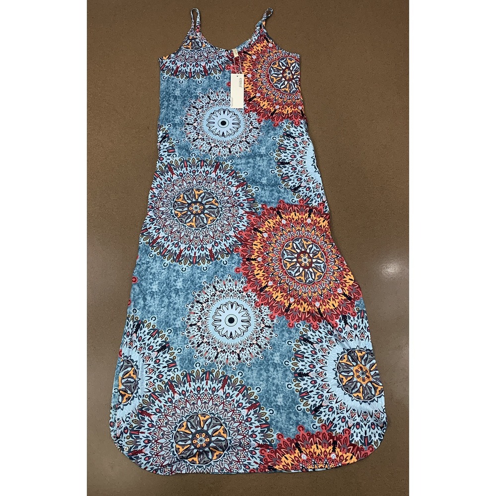 Kyerivs Women's Size Small Colorful Adjustable Strap Pocket Loose Maxi Dress NWT